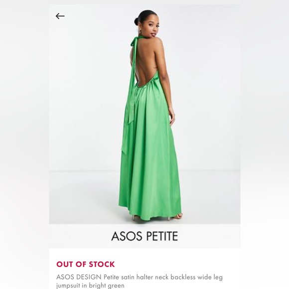 Asos petite green silk jumpsuit - Picture 5 of 7